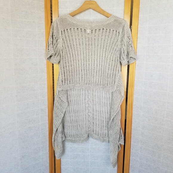 Sundance 100% Linen Crochet Top Size Medium Beige Short Sleeve Boho Festival - Picture 3 of 9